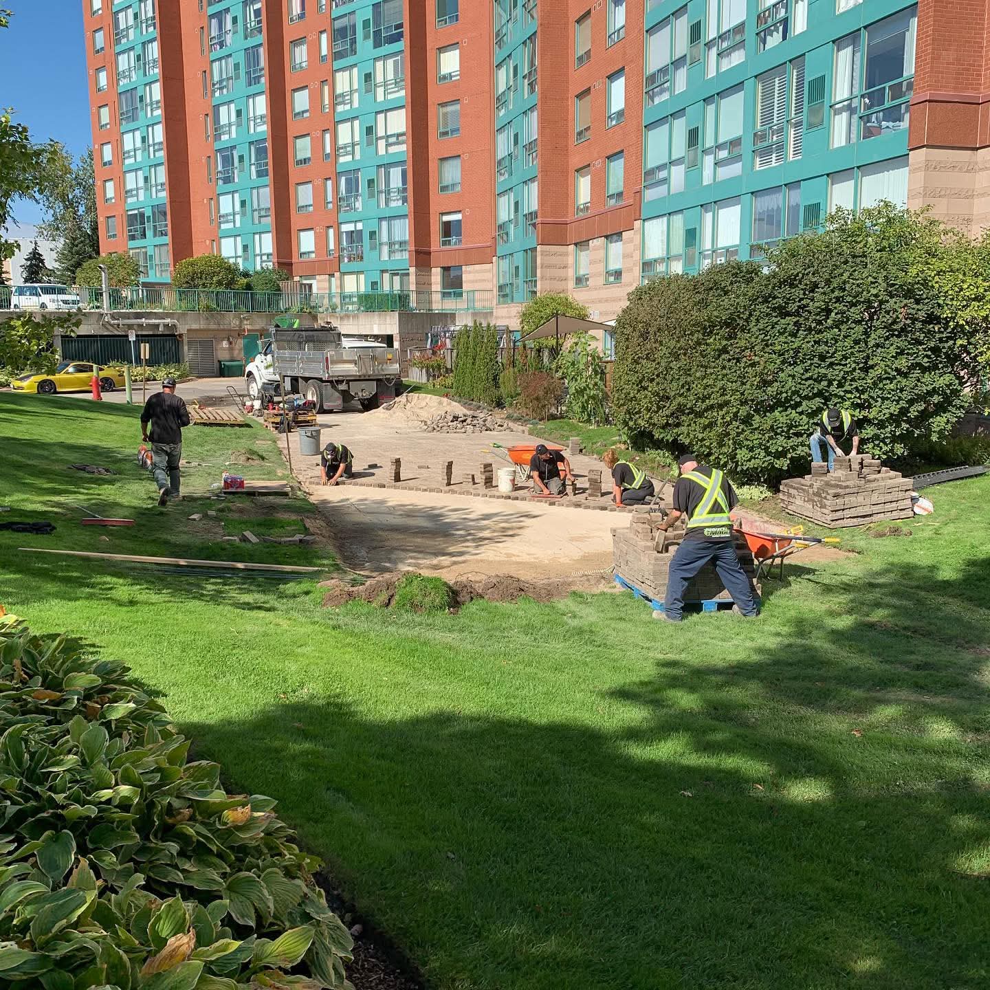 Professional property maintenance team at work